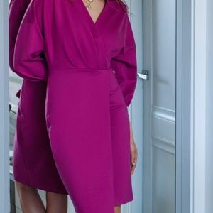 Closet pleaded wrap pencil dress Barbie style